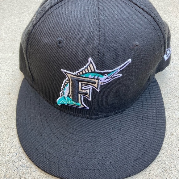 Men's New Era 59Fifty Florida Marlines Fitted Cap 7 MLB Baseball VTG Logo East - Picture 3 of 11